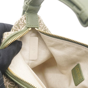 Cubi Anagram Small leather-trimmed logo-jacquard tote Green