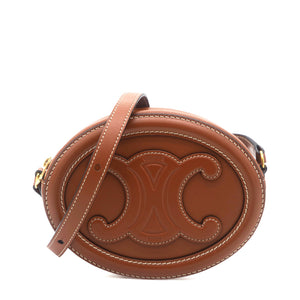 Smooth Calfskin Cuir Triomphe Oval Crossbody Purse Tan