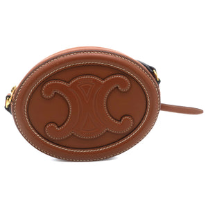 Smooth Calfskin Cuir Triomphe Oval Crossbody Purse Tan