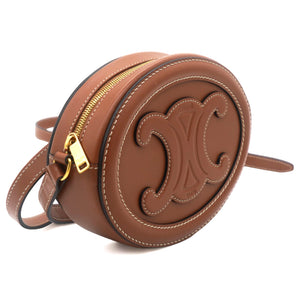 Smooth Calfskin Cuir Triomphe Oval Crossbody Purse Tan