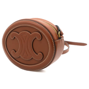 Smooth Calfskin Cuir Triomphe Oval Crossbody Purse Tan
