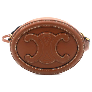 Smooth Calfskin Cuir Triomphe Oval Crossbody Purse Tan