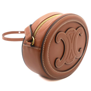 Smooth Calfskin Cuir Triomphe Oval Crossbody Purse Tan