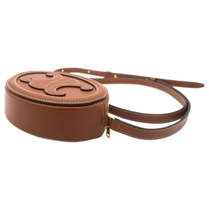 Smooth Calfskin Cuir Triomphe Oval Crossbody Purse Tan