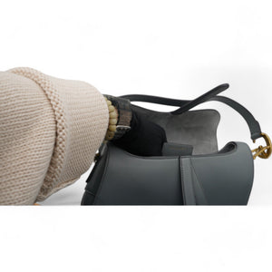 Grained Calfskin Saddle Bag Sky Blue
