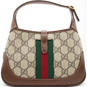 GG Supreme Monogram Azalea Web Mini Jackie 1961 Hobo Beige Ebony Brown Sugar