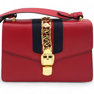 Calfskin Small Sylvie Shoulder Bag Hibiscus Red