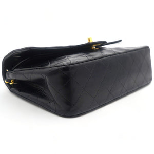 Vintage Black Quilted Lambskin Leather Classic Small Double Flap Bag