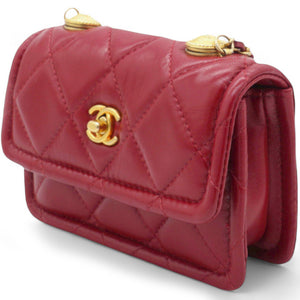 Vintage Rare Red Lambskin Micro Mini Flap