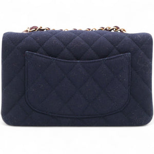 Felt Quilted Paris-Hamburg Charms Mini Rectangular Flap Dark Navy