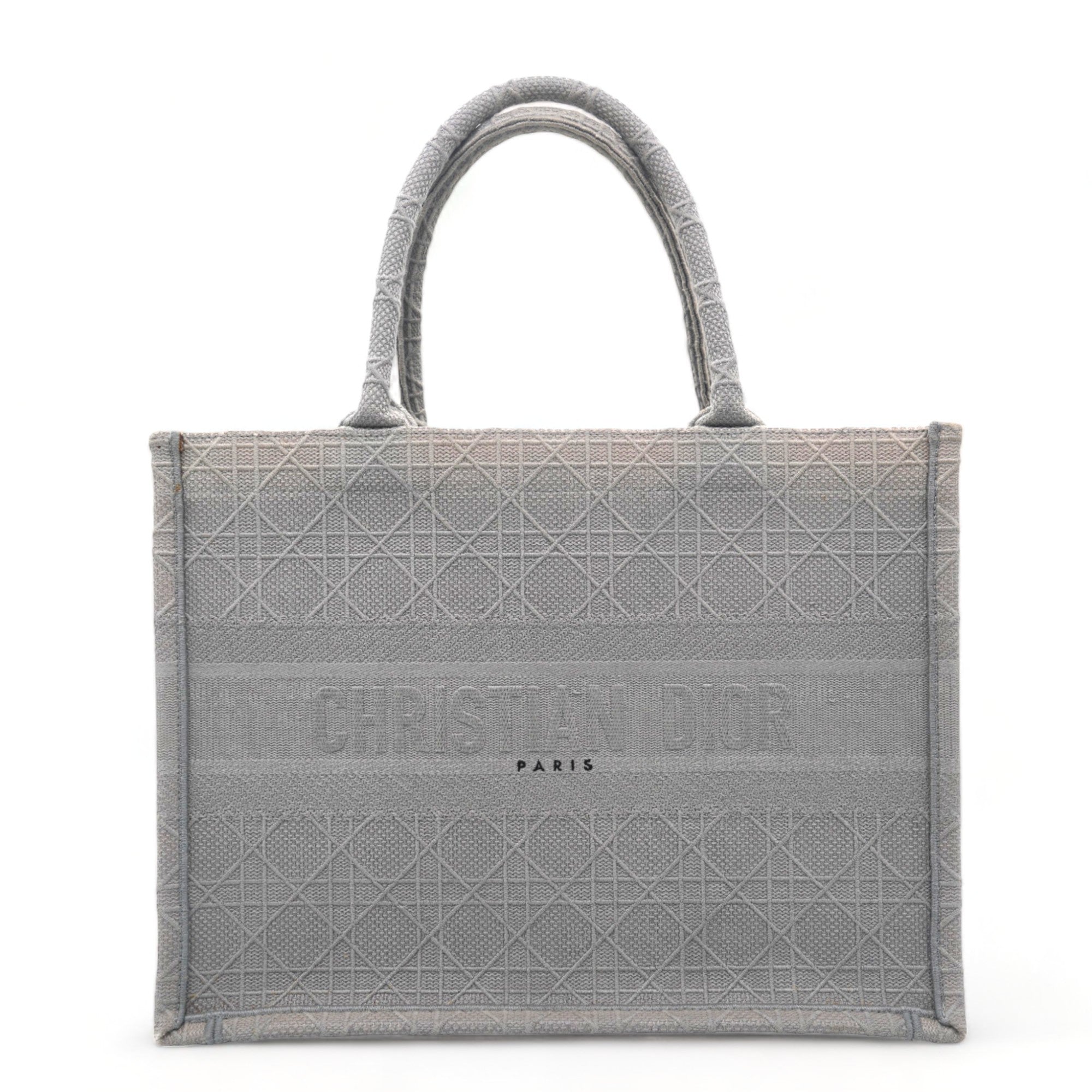 Medium Book Tote Cannage Embroidered Grey