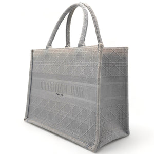 Medium Book Tote Cannage Embroidered Grey