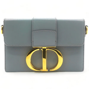 Box Calfskin 30 Montaigne Flap Bag Blue