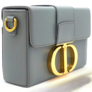 Box Calfskin 30 Montaigne Flap Bag Blue