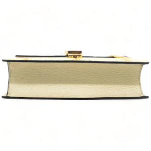 Textured Calfskin Bee Star Print Small Sylvie Shoulder Bag Mystic White