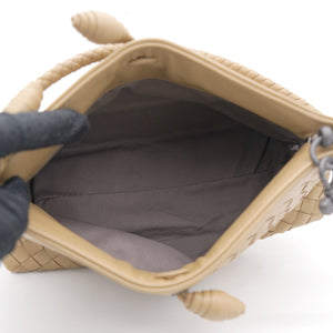 Light Beige Intrecciato Leather Shoulder Bag