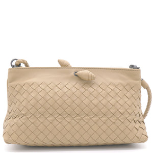 Light Beige Intrecciato Leather Shoulder Bag
