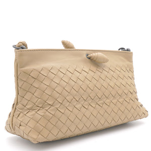 Light Beige Intrecciato Leather Shoulder Bag