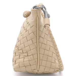 Light Beige Intrecciato Leather Shoulder Bag