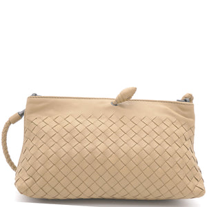 Light Beige Intrecciato Leather Shoulder Bag