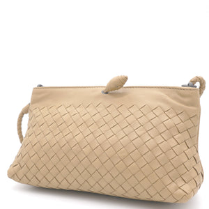 Light Beige Intrecciato Leather Shoulder Bag