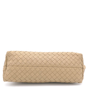 Light Beige Intrecciato Leather Shoulder Bag