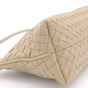 Light Beige Intrecciato Leather Shoulder Bag