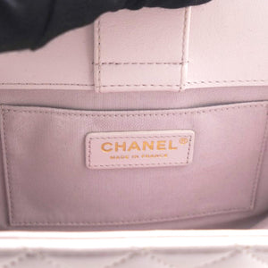 Calfskin Quilted Small CC Chain Accordion Tote Lilac Purple