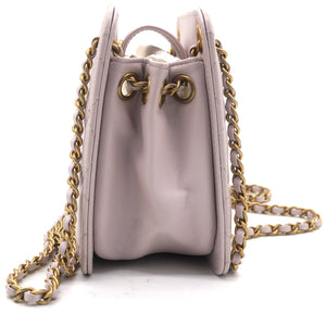 Calfskin Quilted Small CC Chain Accordion Tote Lilac Purple