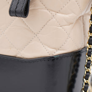 Aged Calfskin Quilted Medium Gabrielle Hobo Beige Black