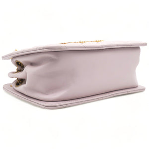 Calfskin Quilted Small CC Chain Accordion Tote Lilac Purple