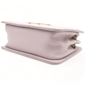 Calfskin Quilted Small CC Chain Accordion Tote Lilac Purple