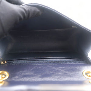 Navy Quilted Crinkled Leather Mini Reissue 2.55 Flap Bag