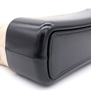 Aged Calfskin Quilted Medium Gabrielle Hobo Beige Black
