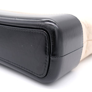Aged Calfskin Quilted Medium Gabrielle Hobo Beige Black
