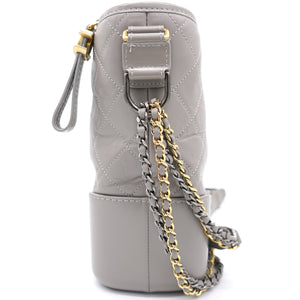Grey Quilted Aged Calfskin Leather Gabrielle Hobo Bag