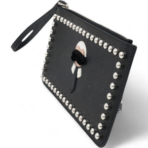 Black Karlito Leather Clutch Bag