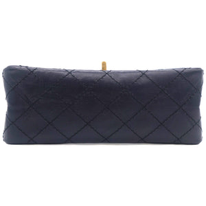 Navy Quilted Crinkled Leather Mini Reissue 2.55 Flap Bag