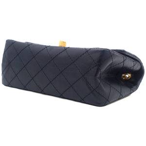 Navy Quilted Crinkled Leather Mini Reissue 2.55 Flap Bag