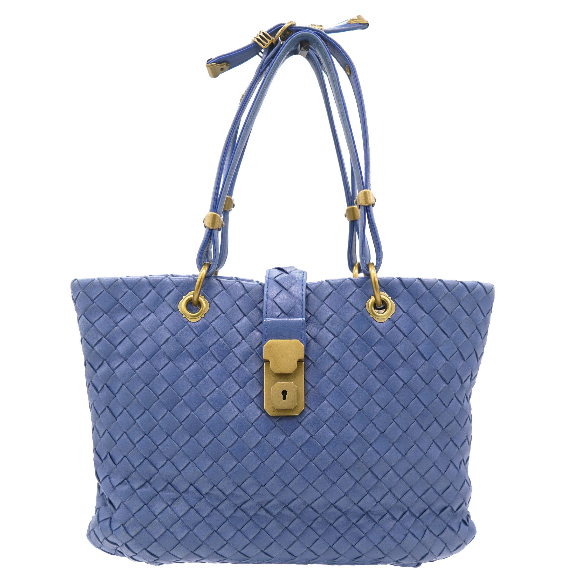 Blue Calf Leather Mini Capri Tote Bag