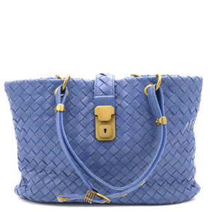 Blue Calf Leather Mini Capri Tote Bag