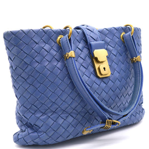 Blue Calf Leather Mini Capri Tote Bag