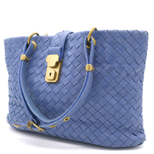 Blue Calf Leather Mini Capri Tote Bag