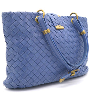 Blue Calf Leather Mini Capri Tote Bag