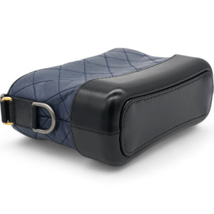 Aged Calfskin Quilted Small Gabrielle Hobo Navy Black