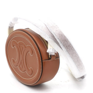 Smooth Calfskin Cuir Triomphe Oval Crossbody Purse Tan