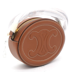 Smooth Calfskin Cuir Triomphe Oval Crossbody Purse Tan