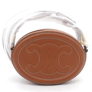 Smooth Calfskin Cuir Triomphe Oval Crossbody Purse Tan