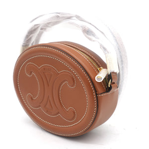 Smooth Calfskin Cuir Triomphe Oval Crossbody Purse Tan
