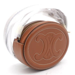 Smooth Calfskin Cuir Triomphe Oval Crossbody Purse Tan